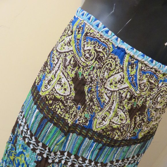JPR MIDI SKIRT/ LARGE/ KRINKLED POLYESTER/ PAISLEY - Picture 2 of 7